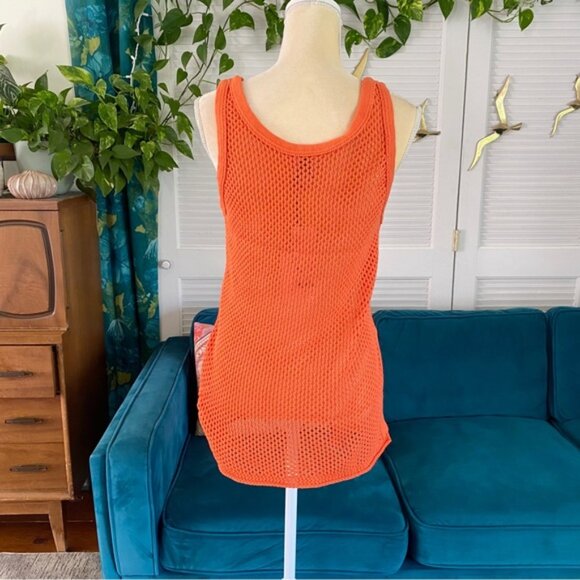 Urban Outfitters | BDG Tybee Mesh Sweater Tank Top Tangerine Orange Swim Cover S - Picture 10 of 13